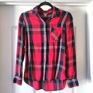 Woolrich Red Plaid Shirt Long Sleeve Button Down Top Small Festive Holiday